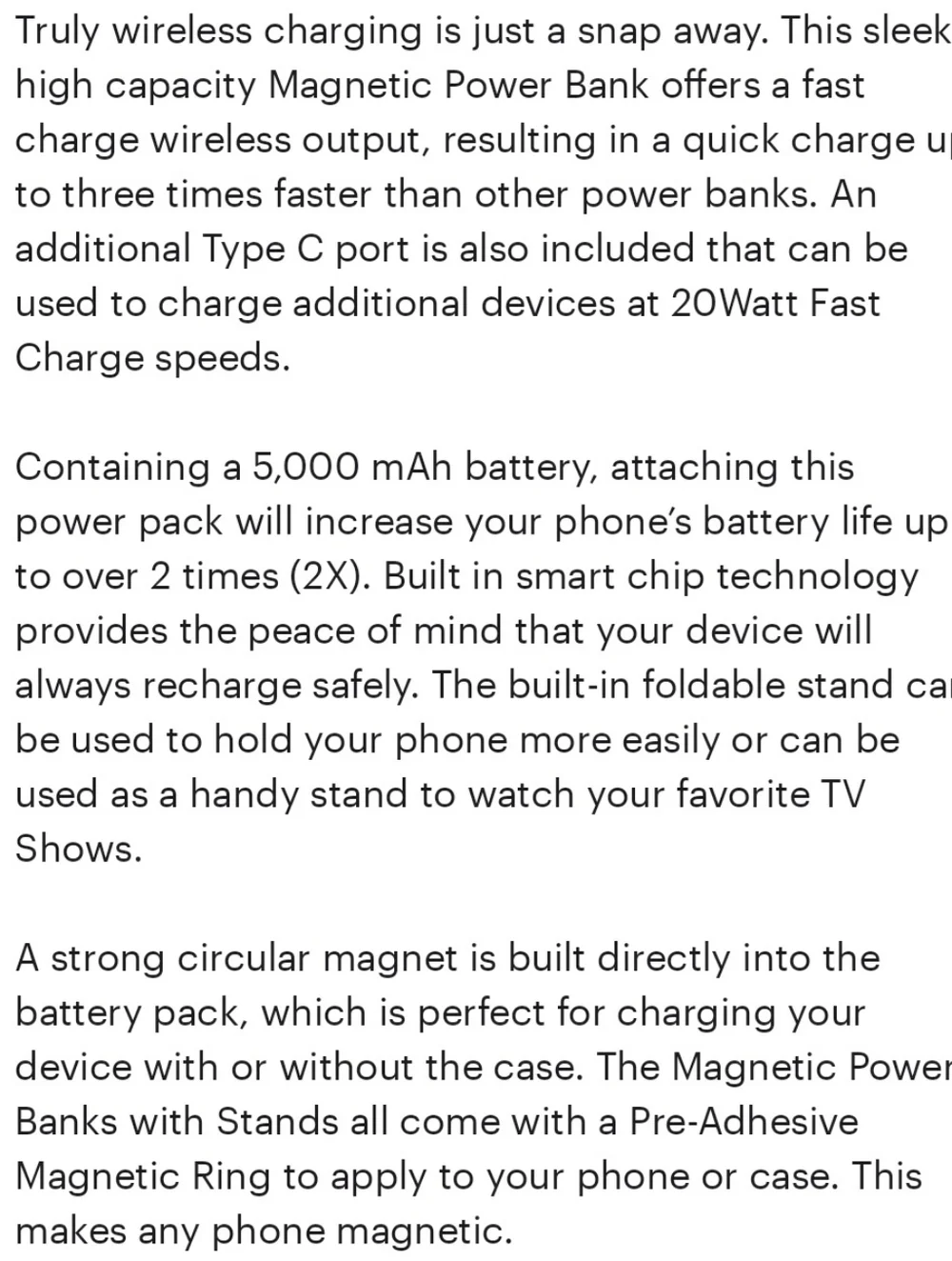 Magnetic Wireless Charging Power Bank With Stand - Black